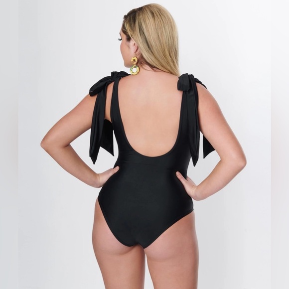 Unique Vintage Black Plunge One Piece Swimsuit, Size 1X, NWT! - Picture 6 of 11